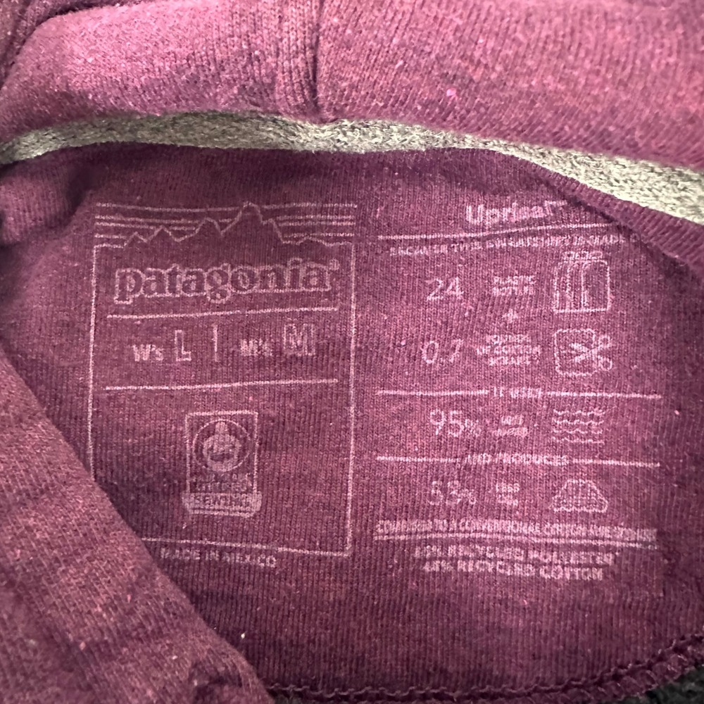 Patagonia Logo Hoodie Pullover Sweatshirt Purple Heathered Sz M Kangaroo Pocket - Picture 4 of 12